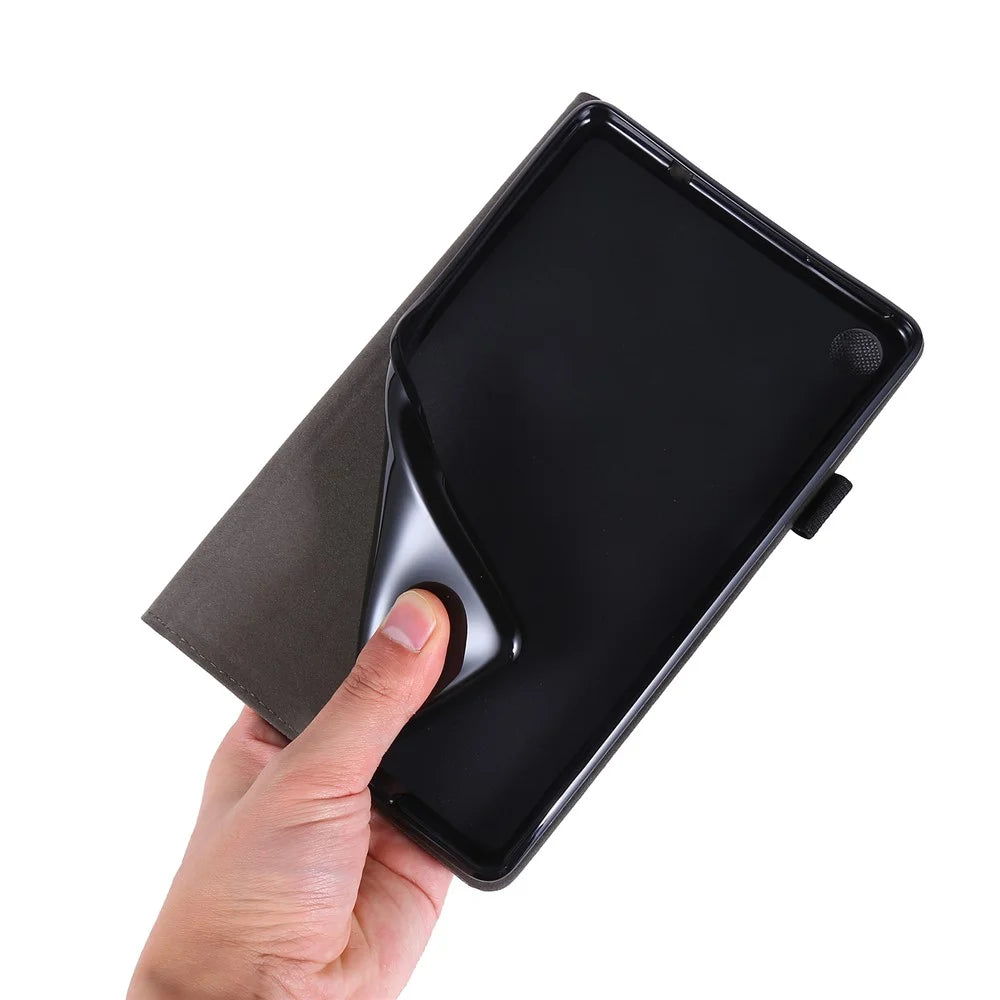 Cloth Texture Card Slots Stand Leather Cover for Lenovo Tab M8/Tab M8 (2nd Gen) - Grey - 5