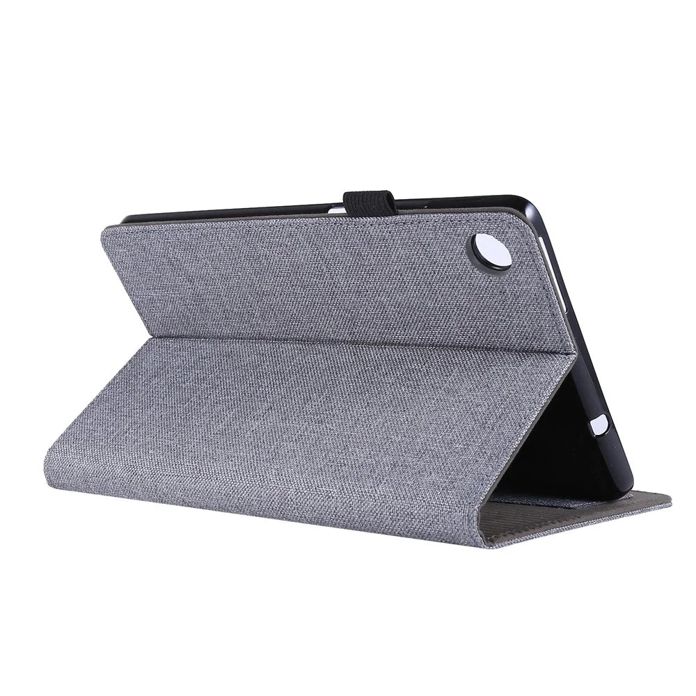 Cloth Texture Card Slots Stand Leather Cover for Lenovo Tab M8/Tab M8 (2nd Gen) - Grey - 6