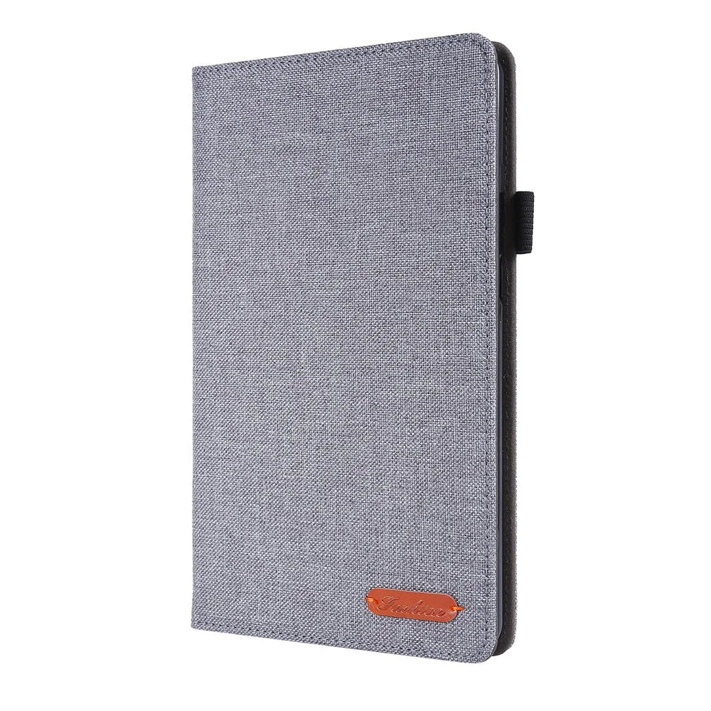 Cloth Texture Card Slots Stand Leather Cover for Lenovo Tab M8/Tab M8 (2nd Gen) - Grey - 7