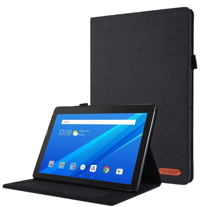 Cloth Texture Card Slots Leather Protective Case for Lenovo Tab M10 TB-X605F - Black - 1