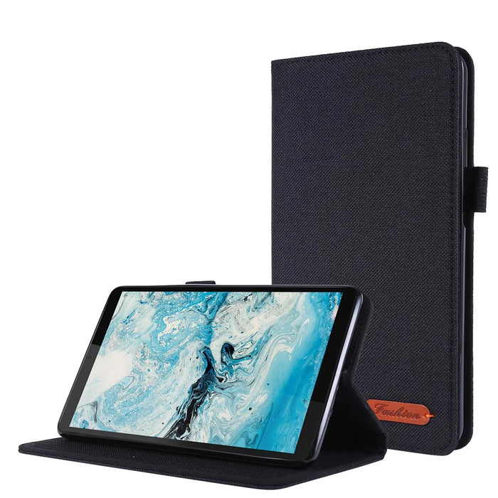 Cloth Texture Card Slots Stand Leather Protective Cover for  Lenovo Tab M7 (2nd Gen) TB-7305F / (3rd Gen) - Black - 1