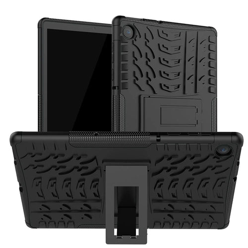 Cool Tyre Pattern PC + TPU Tablet Back Case with Kickstand for Lenovo Tab M10 Plus TB-X606F / Tab K10 - Black - 1