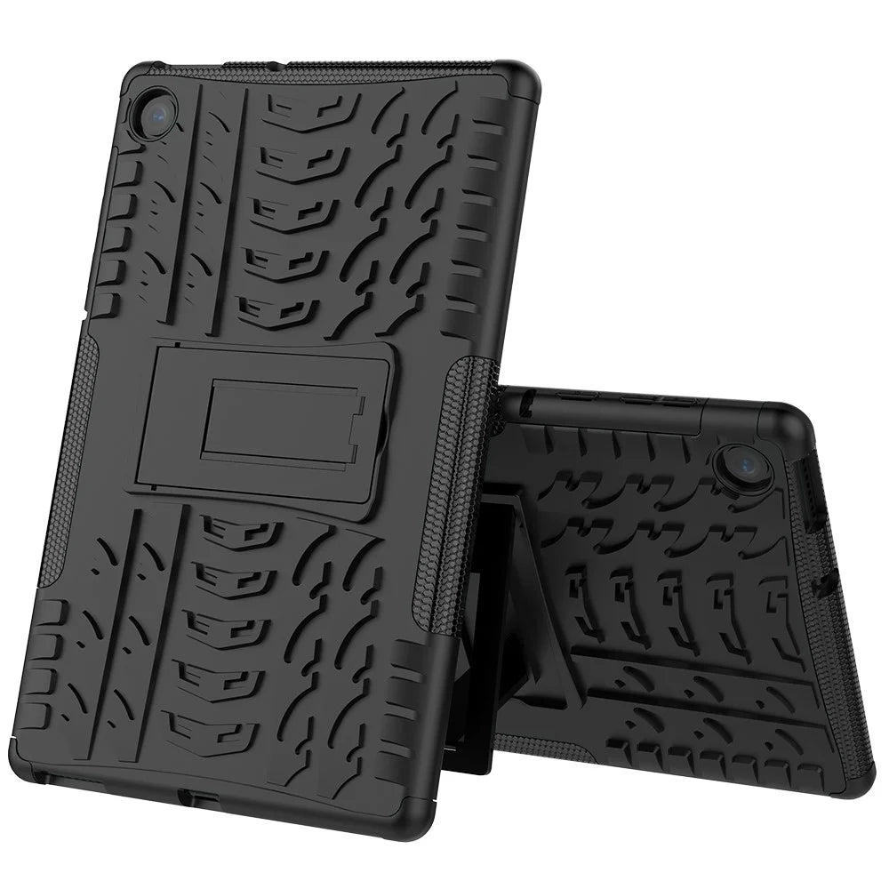 Cool Tyre Pattern PC + TPU Tablet Back Case with Kickstand for Lenovo Tab M10 Plus TB-X606F / Tab K10 - Black - 3