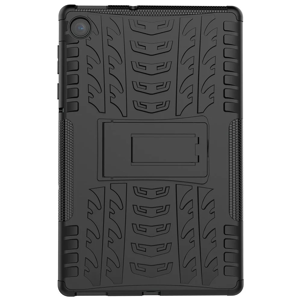 Cool Tyre Pattern PC + TPU Tablet Back Case with Kickstand for Lenovo Tab M10 Plus TB-X606F / Tab K10 - Black - 4