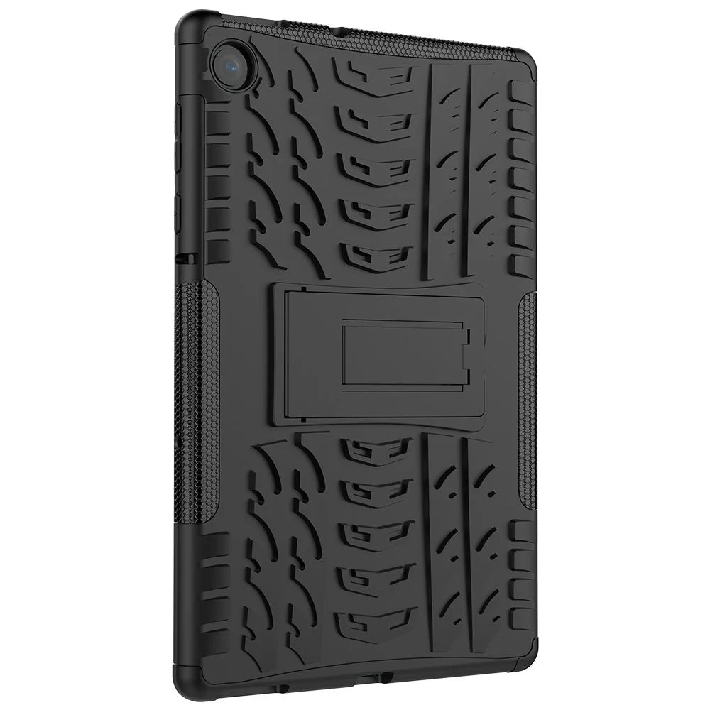 Cool Tyre Pattern PC + TPU Tablet Back Case with Kickstand for Lenovo Tab M10 Plus TB-X606F / Tab K10 - Black - 5