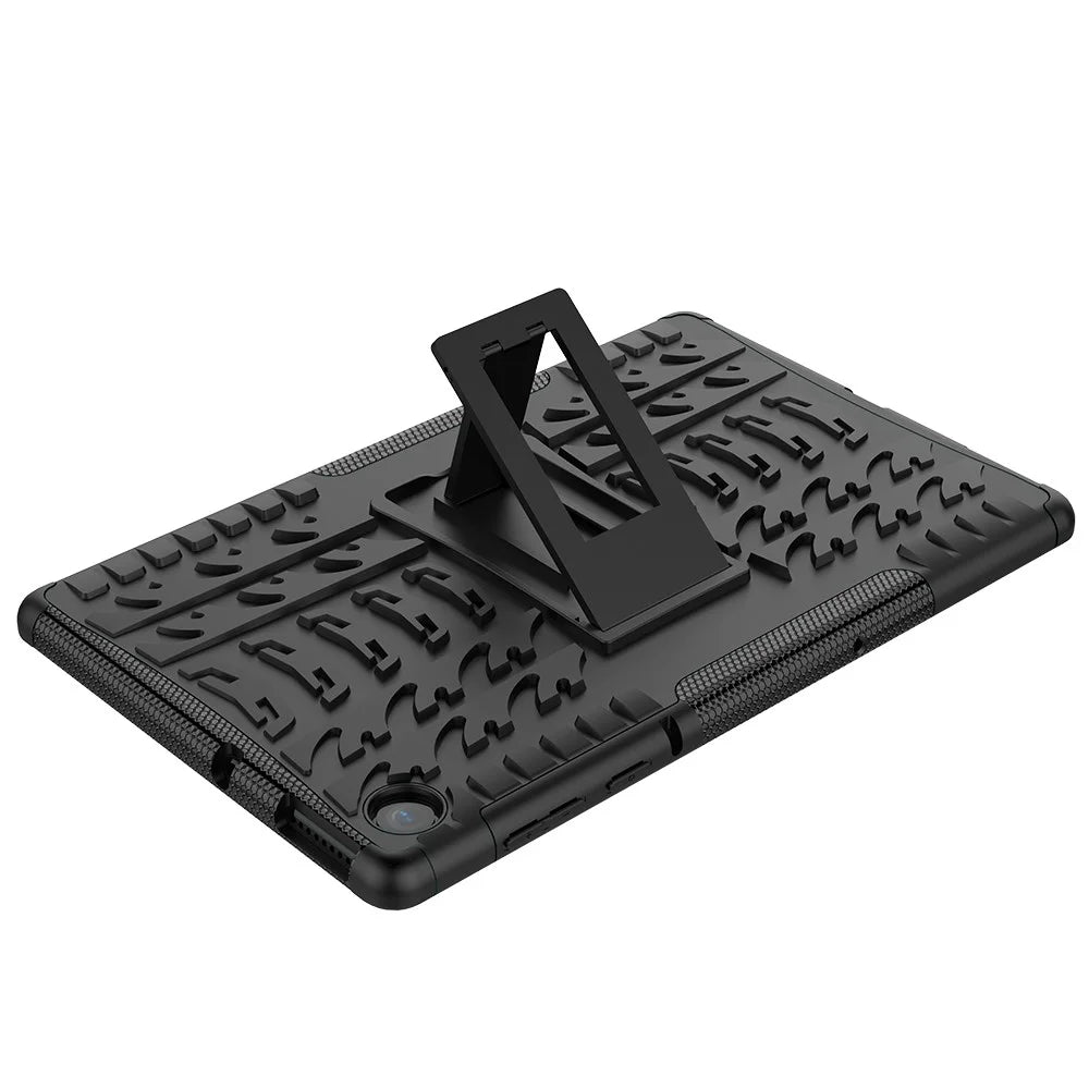 Cool Tyre Pattern PC + TPU Tablet Back Case with Kickstand for Lenovo Tab M10 Plus TB-X606F / Tab K10 - Black - 7