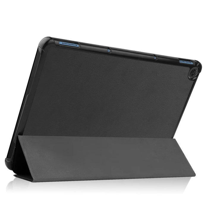 Litch Skin PU Leather Tri-fold Stand Shell for Lenovo Chromebook Duet Tablet Case - Black - 6