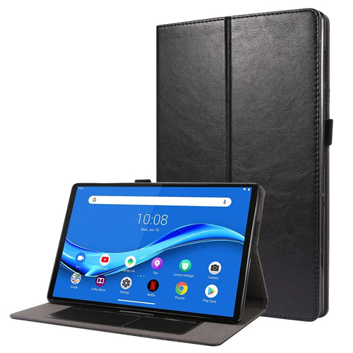 Crazy Horse Texture Leather Two-Fold Design Cover Case for Lenovo Tab M10 Plus - Black - 1