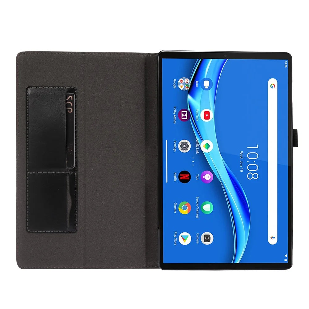 Crazy Horse Texture Leather Two-Fold Design Cover Case for Lenovo Tab M10 Plus - Black - 7