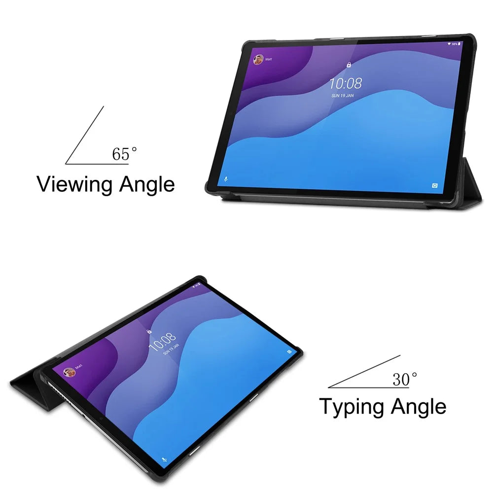 Tri-fold Leather Stand Tablet Case Narrow Bezel Multi-Color Tablet Cover for Lenovo Tab M10 HD Gen 2 TB-X306F/TB-X306X - Black - 2