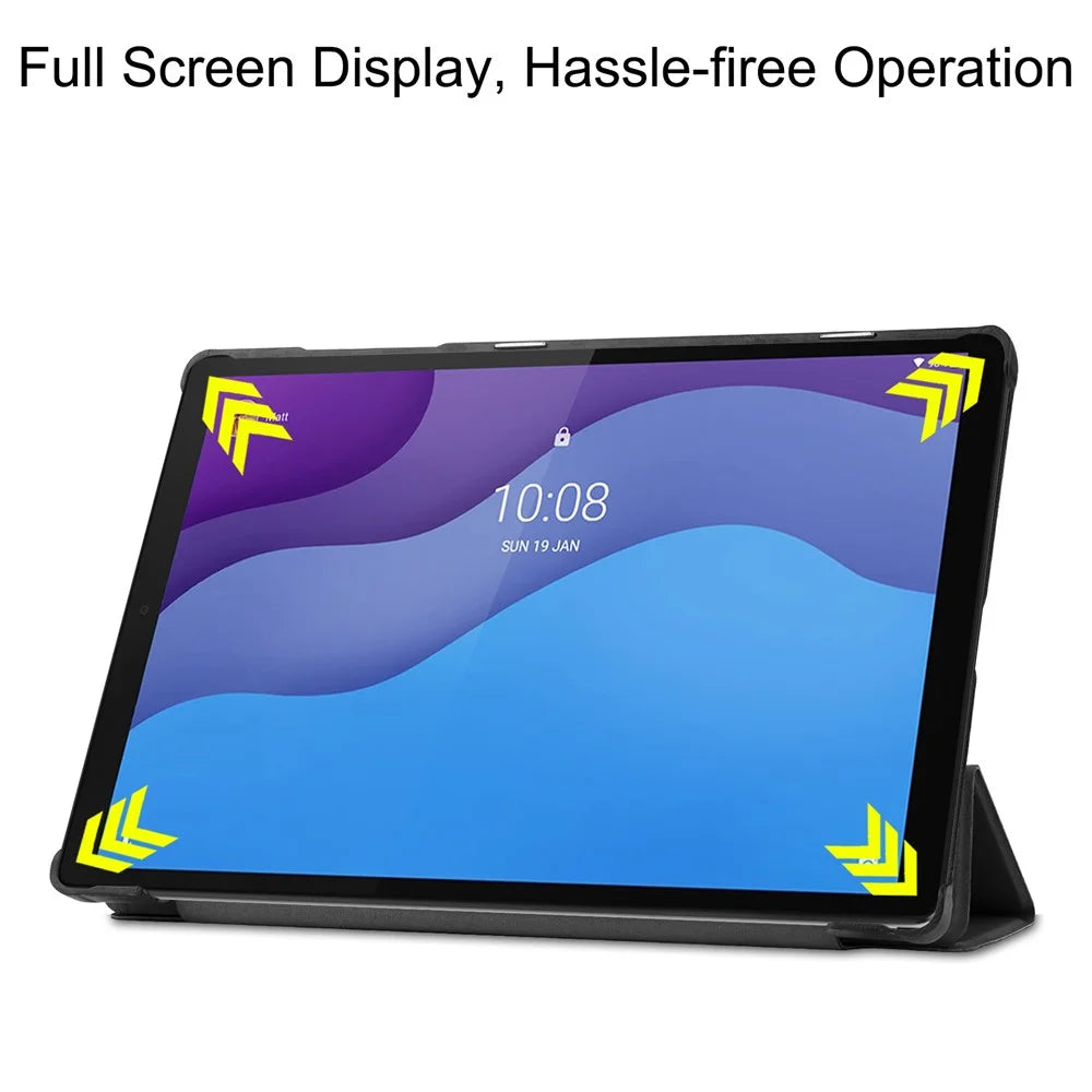 Tri-fold Leather Stand Tablet Case Narrow Bezel Multi-Color Tablet Cover for Lenovo Tab M10 HD Gen 2 TB-X306F/TB-X306X - Black - 3