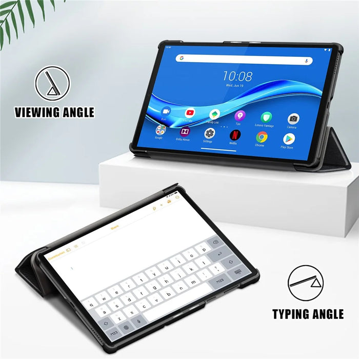 Tri-fold PU Leather Auto-wake/Sleep Smart Tablet Case for Lenovo Tab M10 HD Gen 2 TB-X306F / TB-X306X - Black - 2