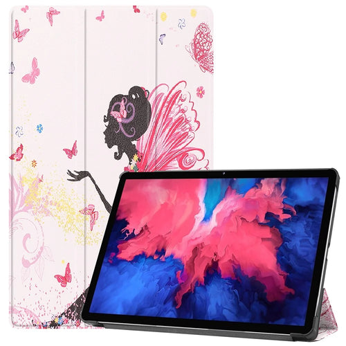 PU Leather Tri-Fold Stand Tablet Case with Dustproof Pattern Printing for Lenovo Tab P11 TB-J606F - Beauty - 1