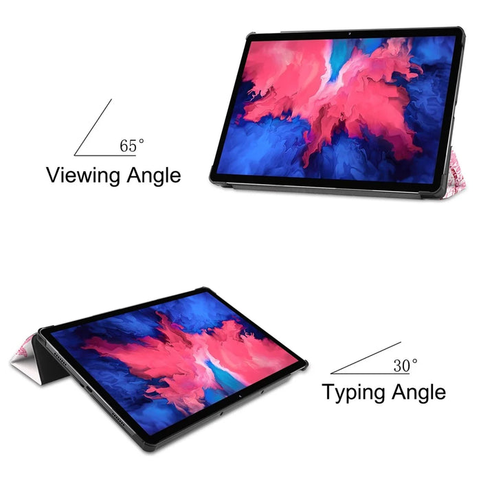 PU Leather Tri-Fold Stand Tablet Case with Dustproof Pattern Printing for Lenovo Tab P11 TB-J606F - Beauty - 3