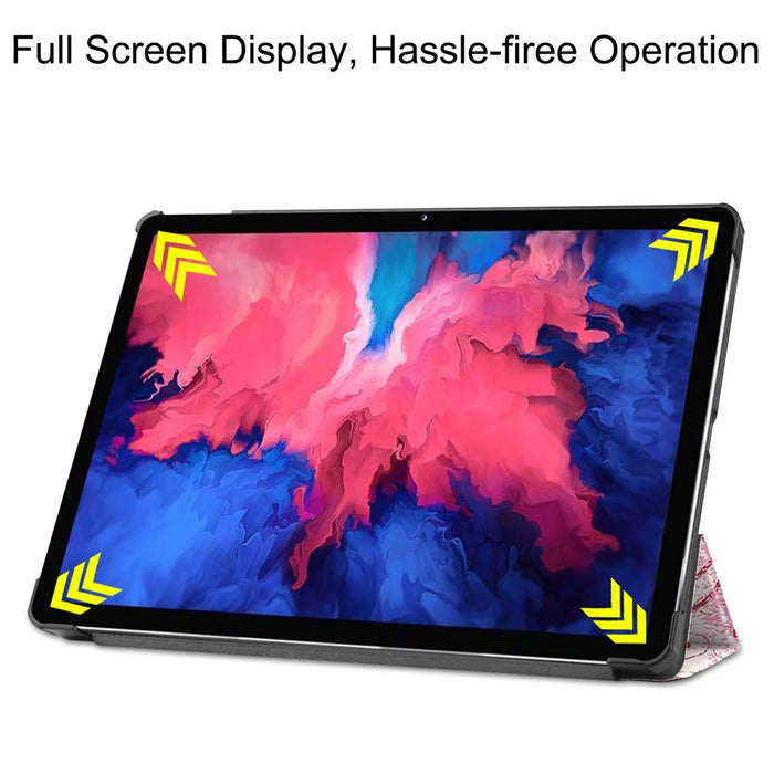 PU Leather Tri-Fold Stand Tablet Case with Dustproof Pattern Printing for Lenovo Tab P11 TB-J606F - Beauty - 4