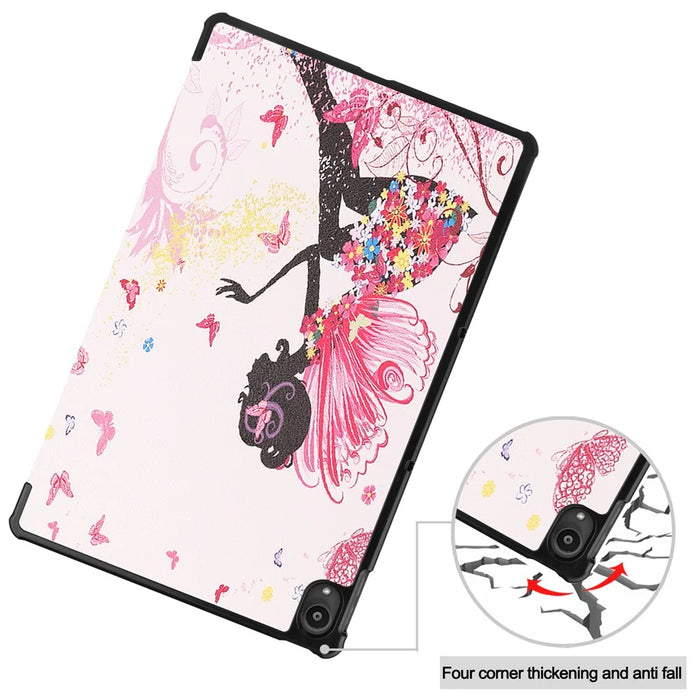 PU Leather Tri-Fold Stand Tablet Case with Dustproof Pattern Printing for Lenovo Tab P11 TB-J606F - Beauty - 6