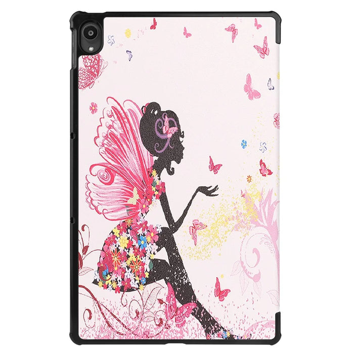 PU Leather Tri-Fold Stand Tablet Case with Dustproof Pattern Printing for Lenovo Tab P11 TB-J606F - Beauty - 7
