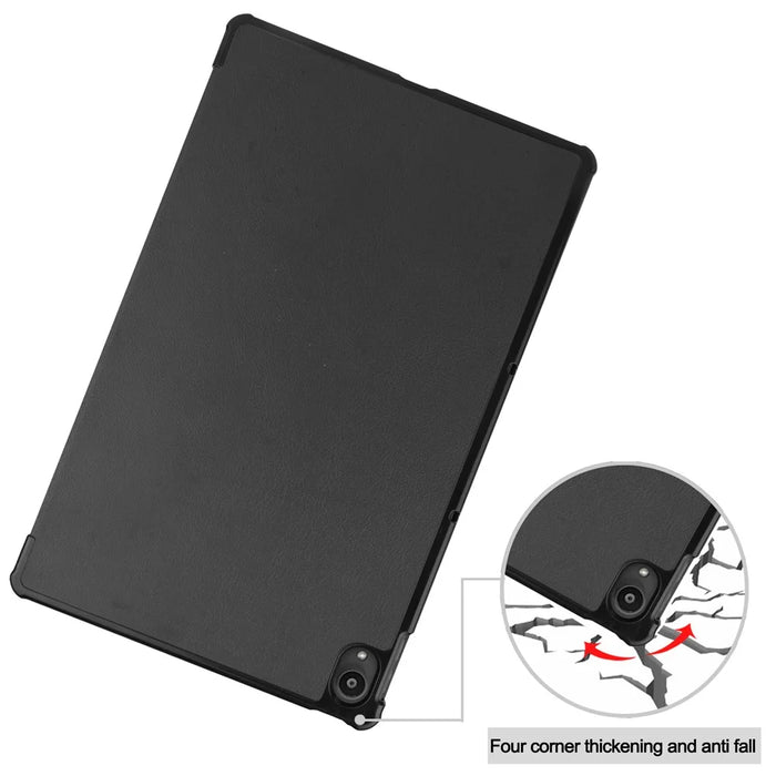 Tri-fold Leather Stand Tablet Case for Lenovo Tab P11 TB-J606F - Black - 6
