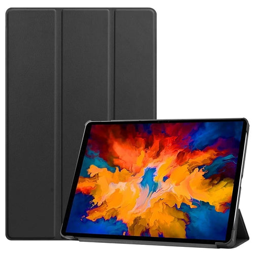 Stable Tri-fold Stand Leather Stand Tablet Case for Lenovo Tab P11 Pro TB-J706F - Black - 1