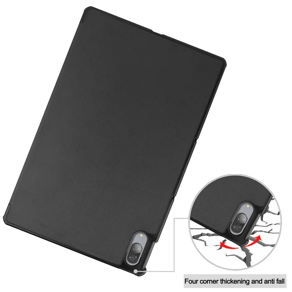Stable Tri-fold Stand Leather Stand Tablet Case for Lenovo Tab P11 Pro TB-J706F - Black - 5
