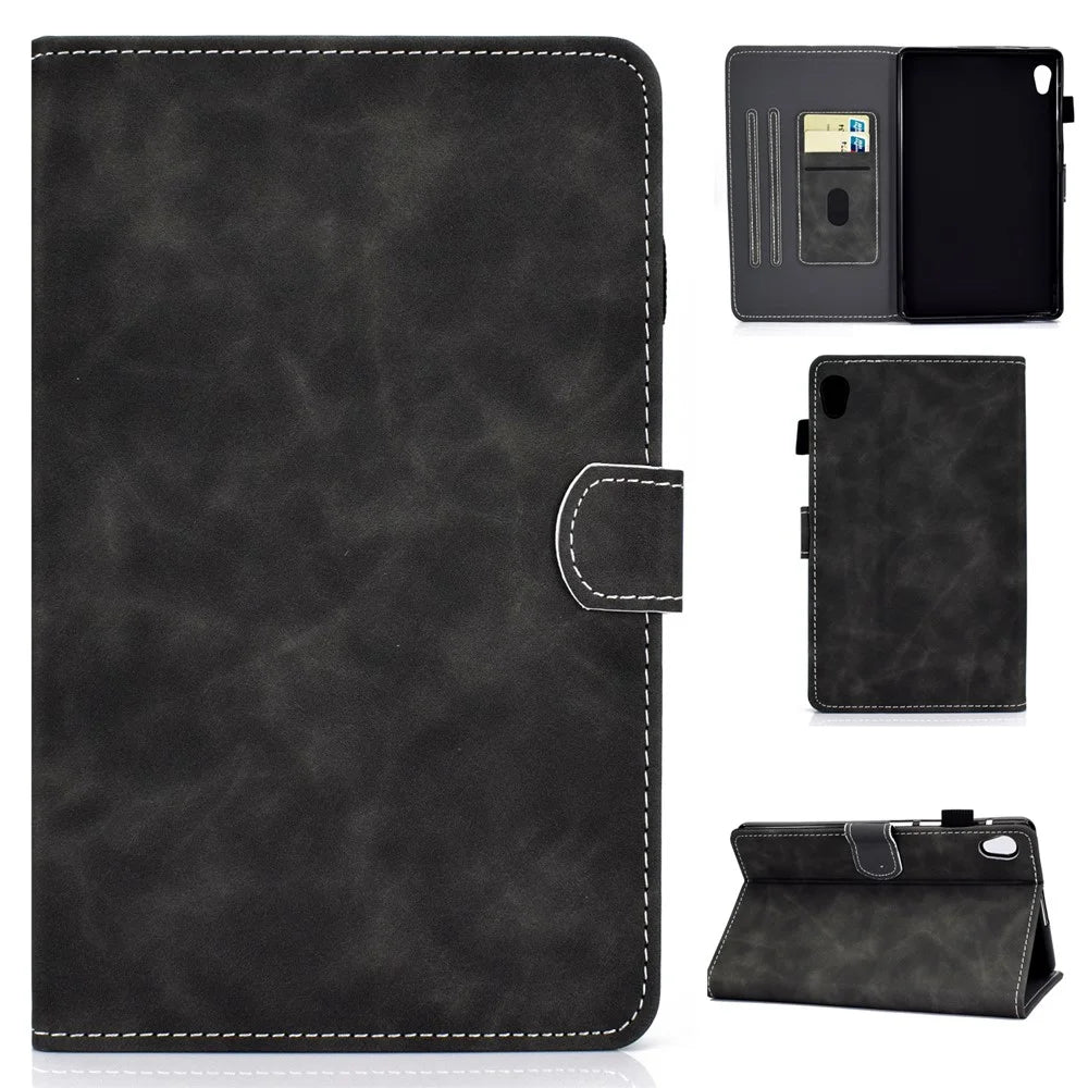 Microfiber Leather with Stand Case and Card Slots for Lenovo Tab M10 HD Gen 2 X306X - Black - 1
