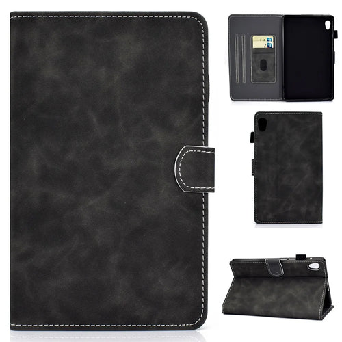Microfiber Leather with Stand Case and Card Slots for Lenovo Tab M10 HD Gen 2 X306X - Black - 1