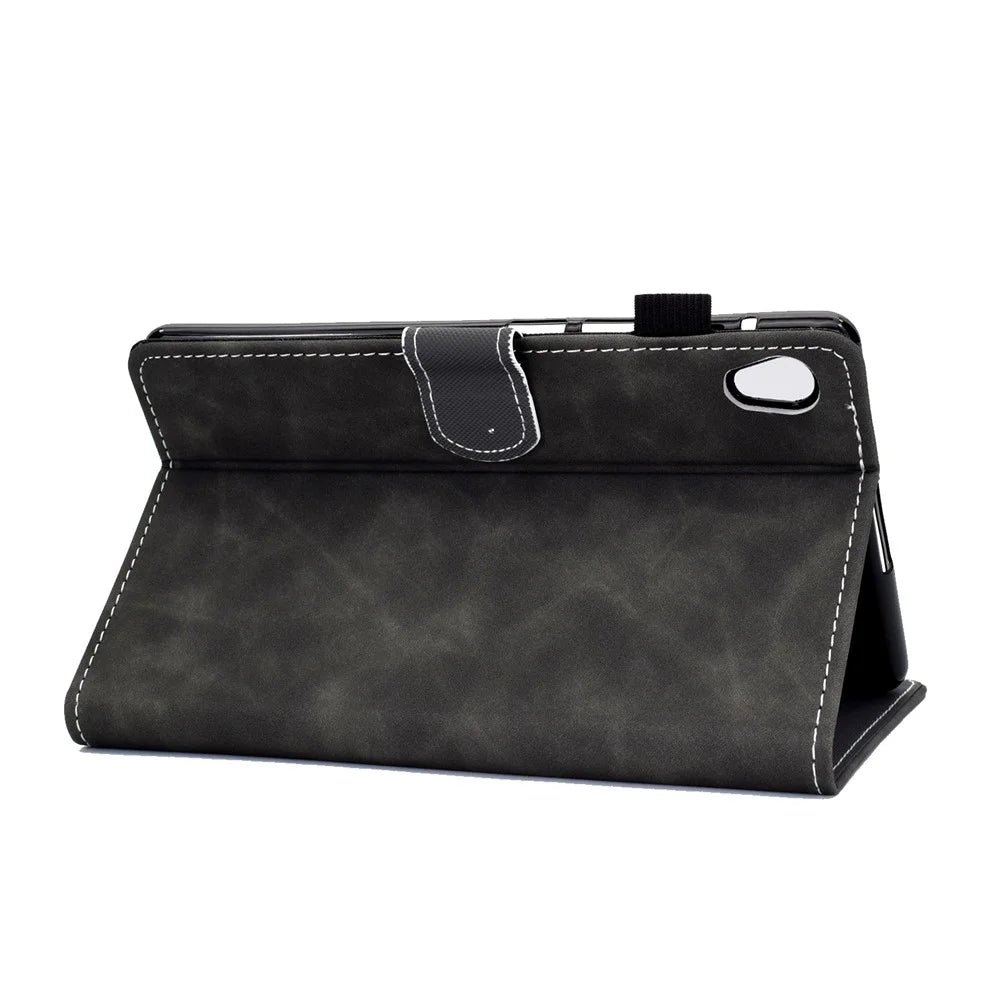 Microfiber Leather with Stand Case and Card Slots for Lenovo Tab M10 HD Gen 2 X306X - Black - 7
