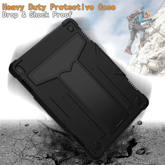 Shock Absorption Silicone + PC Tablet Hybrid Case with Folding Kickstand for Lenovo Tab M10 TB-X605F/X505 - All Black - 3