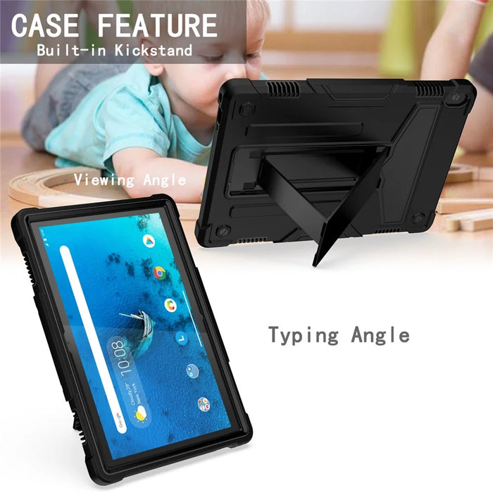 Shock Absorption Silicone + PC Tablet Hybrid Case with Folding Kickstand for Lenovo Tab M10 TB-X605F/X505 - All Black - 4