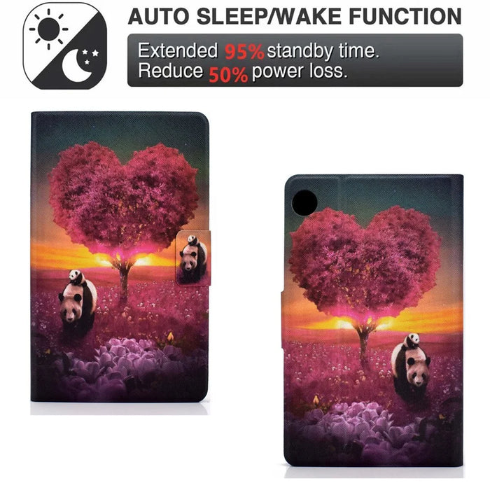 TPU + PU Leather Pattern Printing Tablet Case for Lenovo Tab M10 Plus - Pandas and Tree - 2