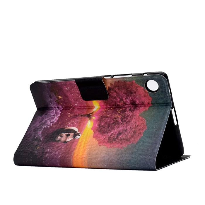 TPU + PU Leather Pattern Printing Tablet Case for Lenovo Tab M10 Plus - Pandas and Tree - 6