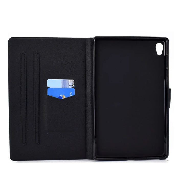 TPU + PU Leather Pattern Printing Card Holder Tablet Case for Lenovo Tab M10 HD Gen 2 X306X - Cat and Tiger - 7