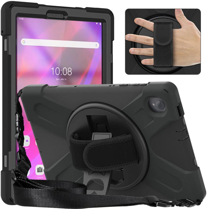 PC + Silicone Case with Kickstand Shoulder Strap for Lenovo Tab M10 Plus (2020) / K10 (2021) TB-X606F / 606X / X6C6F / X6C6X / X6C6NBF - Black - 2