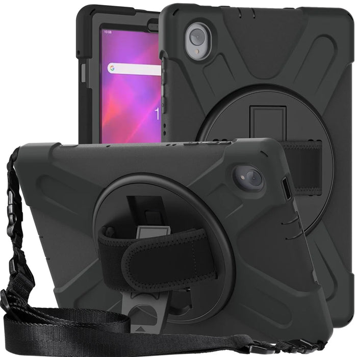 PC + Silicone Case with Kickstand Shoulder Strap for Lenovo Tab M10 Plus (2020) / K10 (2021) TB-X606F / 606X / X6C6F / X6C6X / X6C6NBF - Black - 3