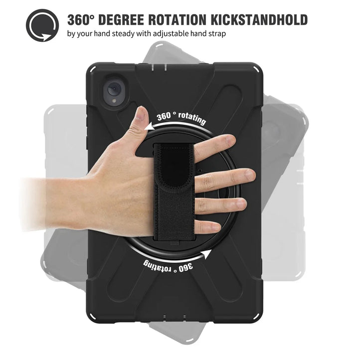 PC + Silicone Case with Kickstand Shoulder Strap for Lenovo Tab M10 Plus (2020) / K10 (2021) TB-X606F / 606X / X6C6F / X6C6X / X6C6NBF - Black - 7