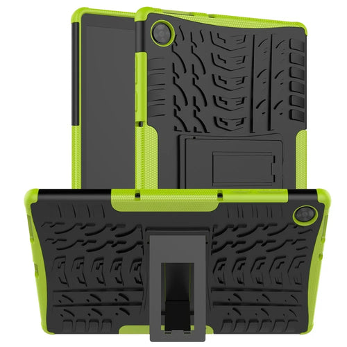 Kickstand Design Cover Cool Tyre Surface PC + TPU Hybrid Tablet Shell Case for Lenovo Tab M10 HD Gen 2 X306 - Green - 1