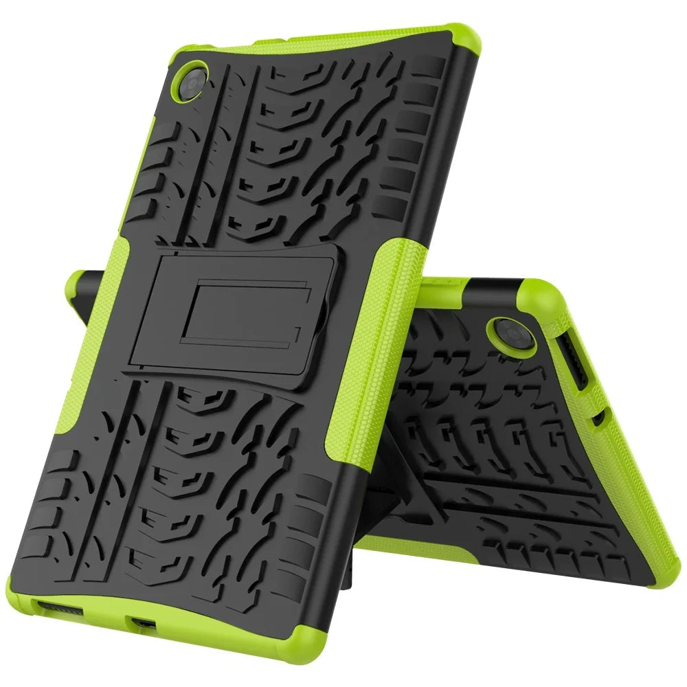Kickstand Design Cover Cool Tyre Surface PC + TPU Hybrid Tablet Shell Case for Lenovo Tab M10 HD Gen 2 X306 - Green - 2