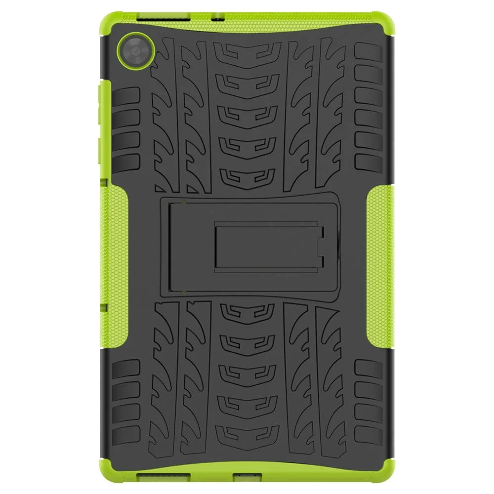 Kickstand Design Cover Cool Tyre Surface PC + TPU Hybrid Tablet Shell Case for Lenovo Tab M10 HD Gen 2 X306 - Green - 3