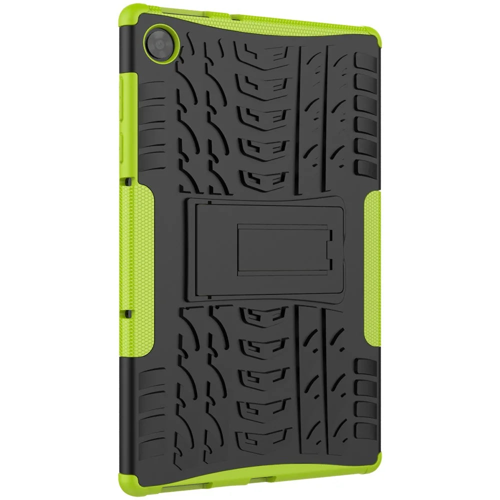 Kickstand Design Cover Cool Tyre Surface PC + TPU Hybrid Tablet Shell Case for Lenovo Tab M10 HD Gen 2 X306 - Green - 5