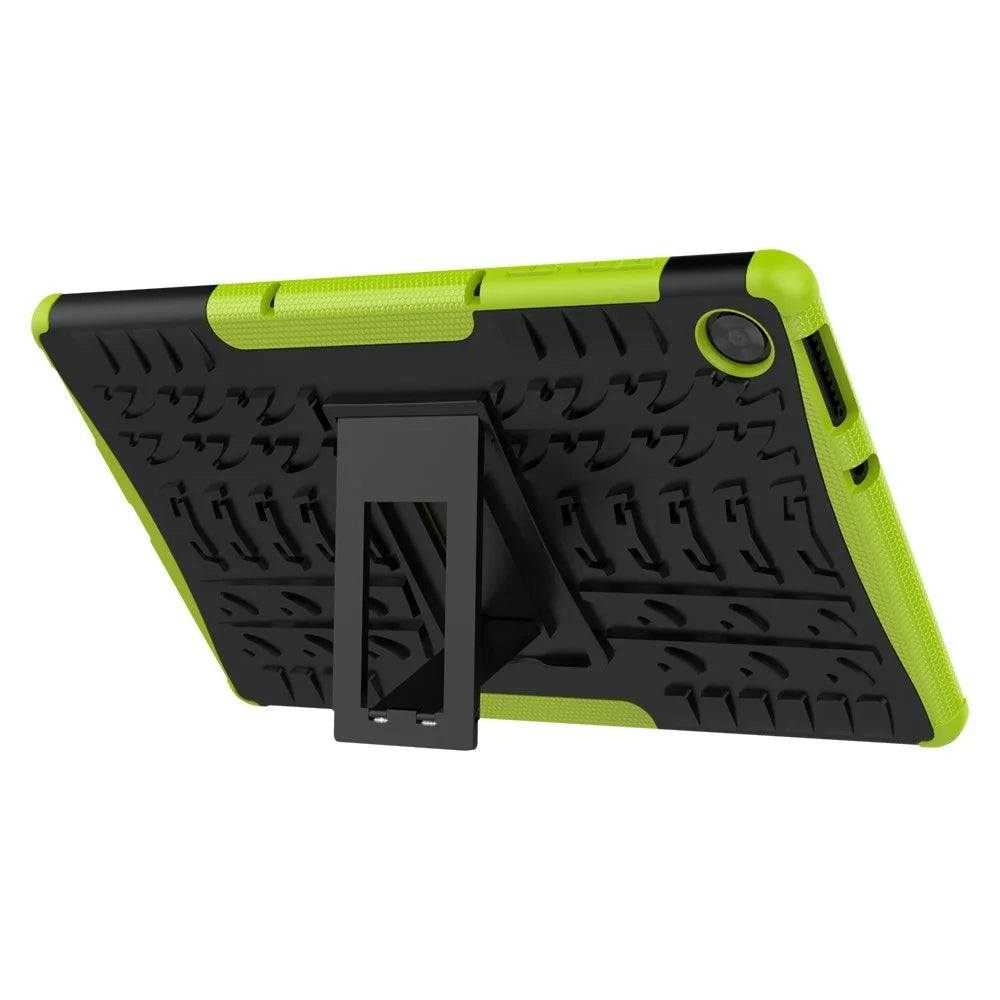 Kickstand Design Cover Cool Tyre Surface PC + TPU Hybrid Tablet Shell Case for Lenovo Tab M10 HD Gen 2 X306 - Green - 6