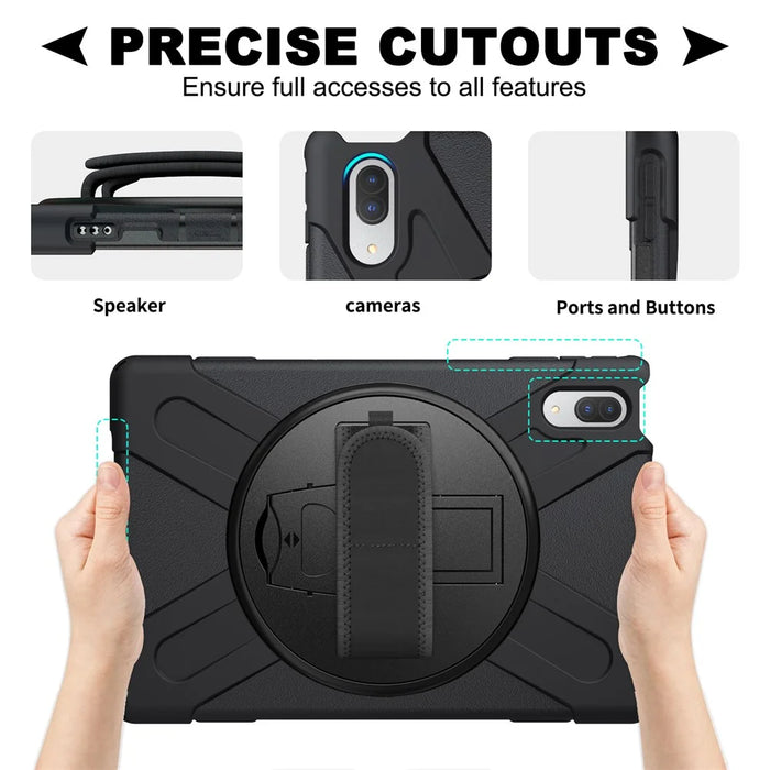 360° Rotary Kickstand Design PC + Silicone Tablet Case Shell for Lenovo Tab P11 Pro TB-J706F - Black - 3