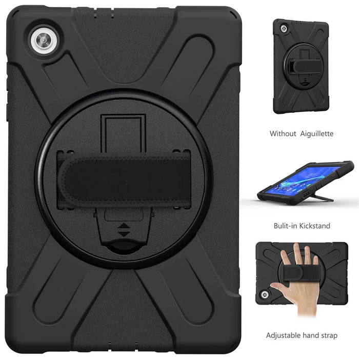 360° Swivel Kickstand  PC + Silicone Tablet Case Shell for Lenovo Tab M10 X306X - Black - 2