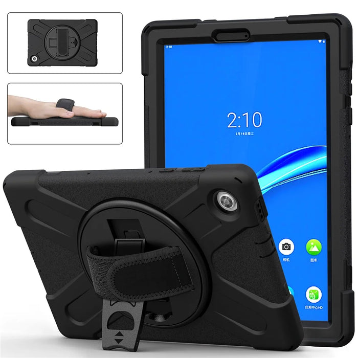360° Swivel Kickstand  PC + Silicone Tablet Case Shell for Lenovo Tab M10 X306X - Black - 3