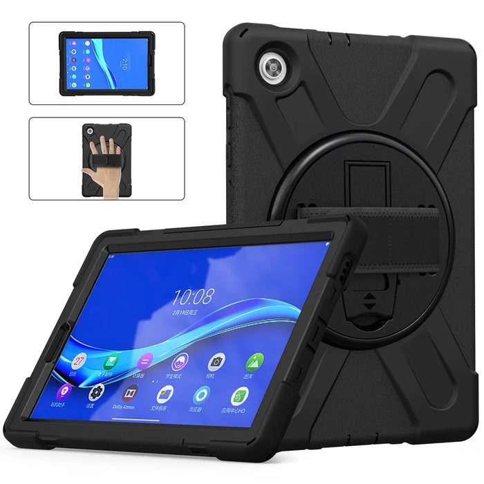 360° Swivel Kickstand  PC + Silicone Tablet Case Shell for Lenovo Tab M10 X306X - Black - 4