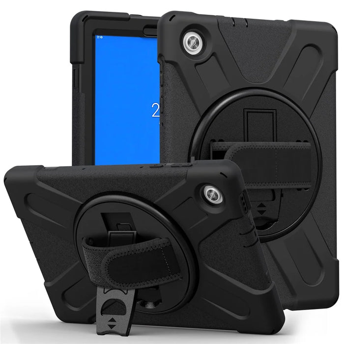 360° Swivel Kickstand  PC + Silicone Tablet Case Shell for Lenovo Tab M10 X306X - Black - 7
