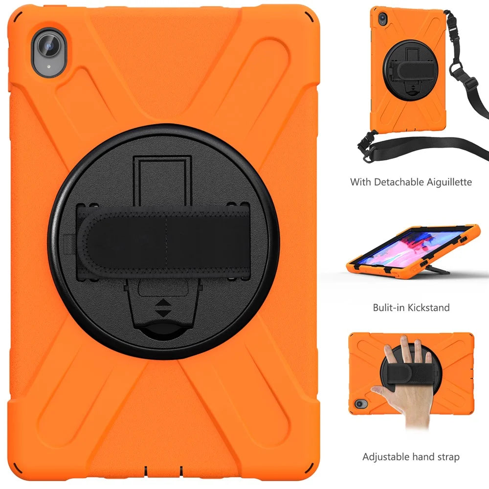 360 Degree Swivel Kickstand Design PC + Silicone Hybrid Tablet Case with Shoulder Strap for Lenovo Tab P11 TB-J606F / Tab P11 5G / Tab P11 5G - Orange - 2