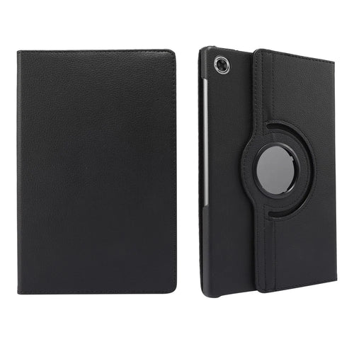 360° Swiveling Stand Design Litchi Texture Leather Case for Lenovo Tab M10 Plus - Black - 1