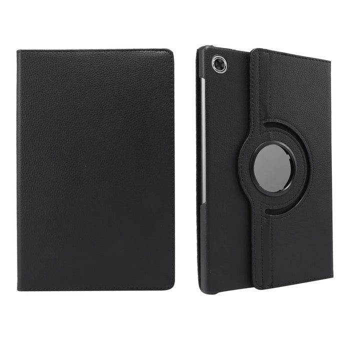 360° Swiveling Stand Design Litchi Texture Leather Case for Lenovo Tab M10 Plus - Black - 1