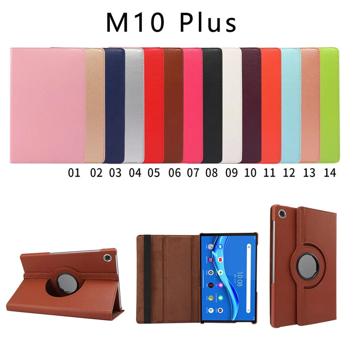 360° Swiveling Stand Design Litchi Texture Leather Case for Lenovo Tab M10 Plus - Black - 5