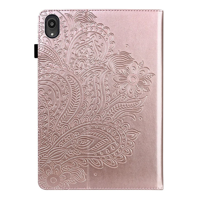 Imprinted Peafowl Flower Pattern Design Leather Tablet Wallet Stand Protective Shell for Lenovo Tab P11 TB-J606F / Tab P11 5G - Rose Gold - 2